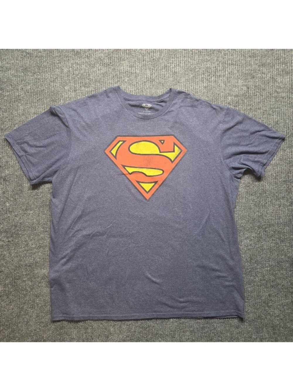 DC Comics Superman Distressed Logo SS T-Shirt Men's XXL Heathered Blue EUC